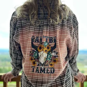 Can’t Be Tamed Bleach Distressed Flannel Shirt