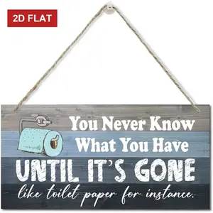 You Never Know What You Have Until It's Gone Toilet Paper Rustic Farmhouse Design Bathroom Sign, Printed Wood Plaque Sign Wall Hanging, Farmhouse Signs For Bathroom, Funny Bathroom Decor Wall Art Sign Home Decor 3.93x7.87 inch