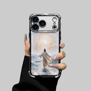 Jesus Walking on Water Smartphone Case, Unique Oil-Painted TPU Cover for iPhone 11-17 Pro Max & Samsung S21-S26, Full Camera Protection, Shockproof, Scratch Resistant, Cellphone Handheld Devices Accessories