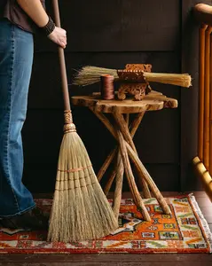 Shaker Style Sweeper - Traditional Appalachian Broom, Handcrafted, Natural, Eco-Friendly, Cleaning, Broomcorn, Hardwood Handle