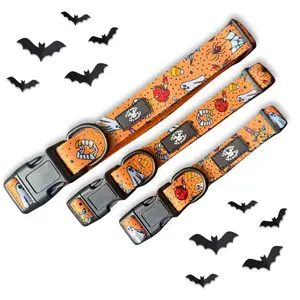 Halloween Traditional Tattoo Adjustable Dog Collar