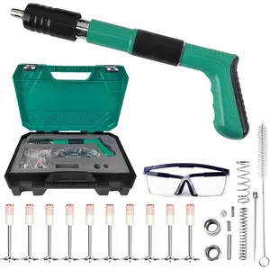 Manual Mini Steel Nail Gun,  Kit  50 Round Nails,  Adjustable Comcrete wooddworking integrated air nailer - Easy to Use  Protective Gear Included Ultra Thin Diamond Mesh Cutting Blades Universal Propane Tank Gauge with Leak Detector