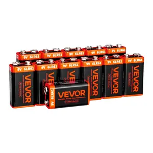 VEVOR 9V Alkaline Batteries, 12 - Pack, 9 Volt Square Battery for Smoke Detector, 10 - Year Shelf Life, Long Lasting, All - Purpose, for Fire Alarm, Household Office Business Devices, Electronics AudioVEVOR Super Brand Day