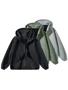 Women Water-Resistance Windproof Jacket with Adjustable Hood and Elastic Cuff, Lightweight Softshell Casual Waterproof Windbreaker Womenswear Coat