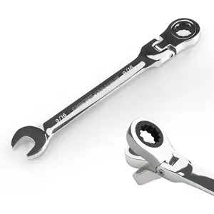 9/16 Inch Ratchet Wrench Flex , Ratcheting Combination Wrench SAE, Industrial Grade Gear Spanner with 12 Point Box End, 72- Ratchet, Chrome Vanadium Steel