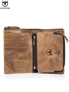 Men's Classic Zipper Long Durable Bifold Wallet, 2024 New Style Business Casual Multi Card Slot Money Saving Genuine Leather Cowhide Wallet, Casual Versatile Card Holder for Men, Business Fashion Wallet