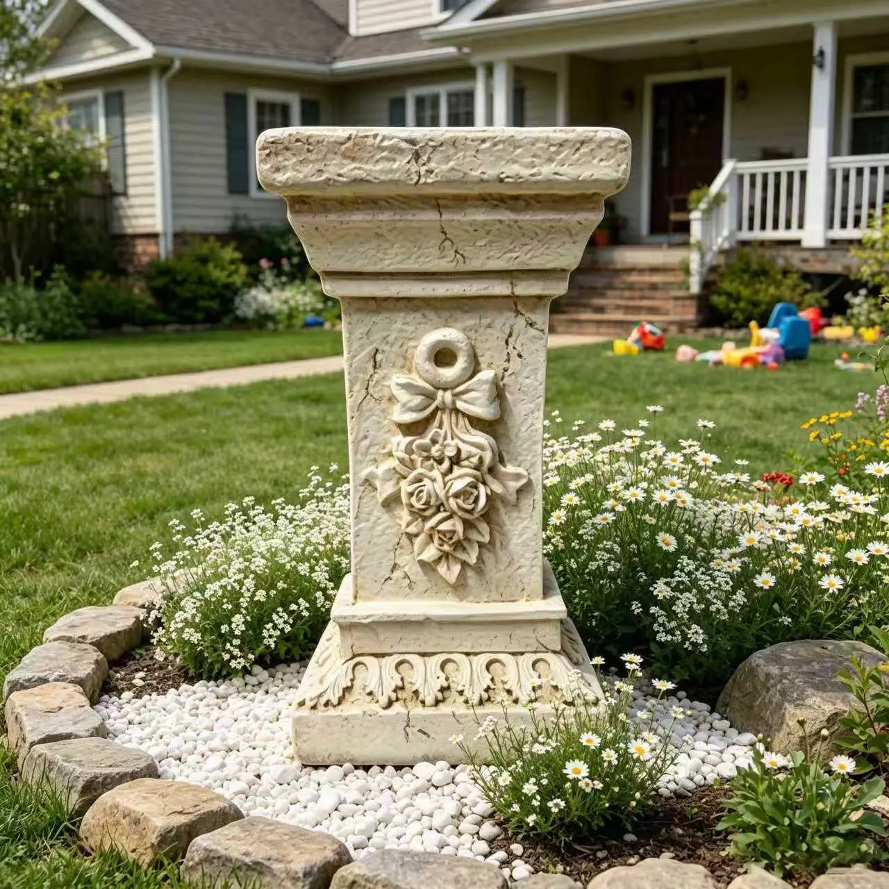 12" White Resin Retro Greek Roman Column Pedestal Stand, Decorative Pillar for Wedding, Garden Patio Table Plant Display