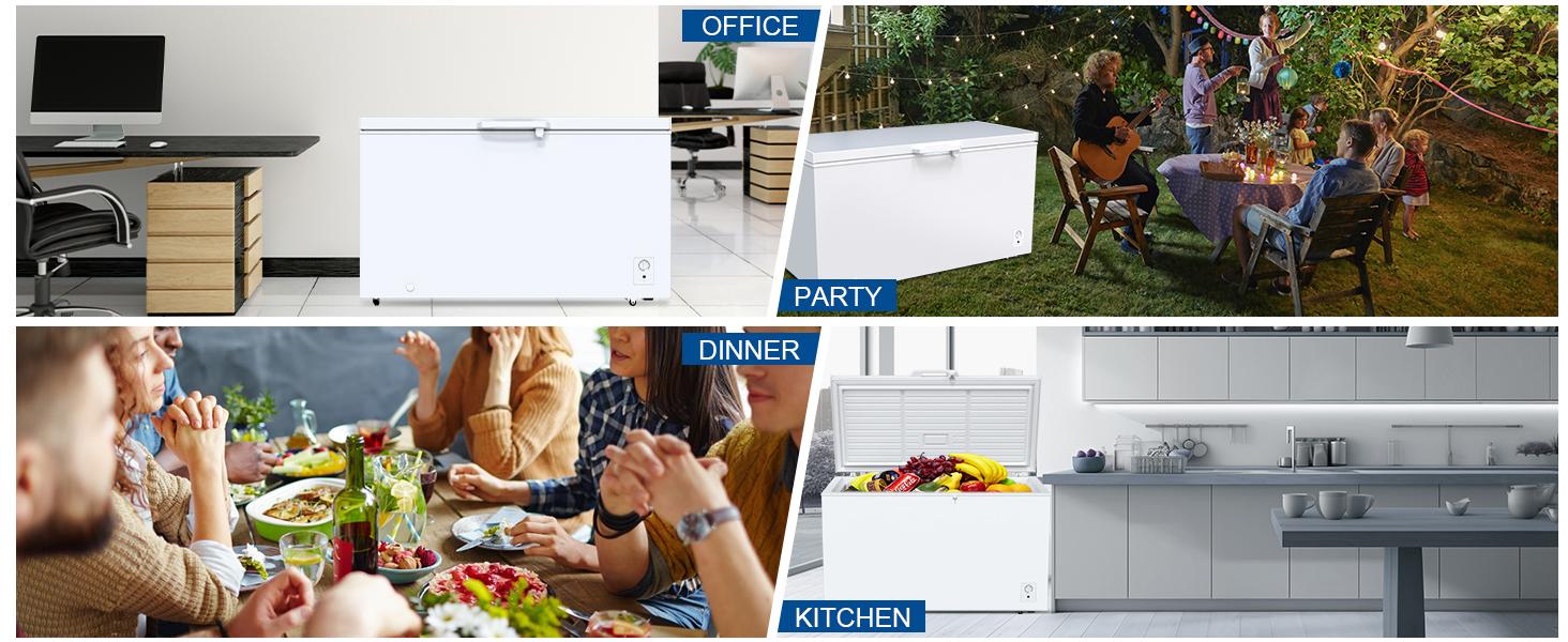 15.0 Cu.Ft Deep Freezer, Large Chest Freezer for Families with Removable Basket& 8 Adjustable Thermostat, Energy Saving Freezer Front Drain Free Standing Top Open Door for Home, Kitchen， mini fridge mini fridges fridge