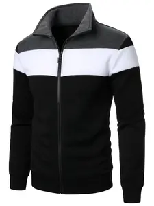 Men's Colorblock Casual Pullover Sweatshirt, Fitted Style, Moderate Fabric, Fall & Winter Outdoor Sports Warm Wear, Athletic Hoodies