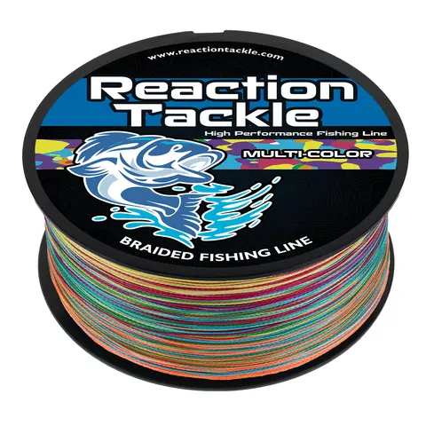 Multi-Color Braided Fishing Line - Reaction Tackle X4 Strand Depth-Marked Metered Braid, Zero Stretch, Abrasion Resistant, 6-100lb, 150-3000yd Spools - Trolling & Depth Counting for Salmon, Walleye
