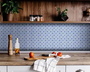 HomeRoots 400127 6 x 6 in. Blue Micro Peel & Stick Removable Tiles