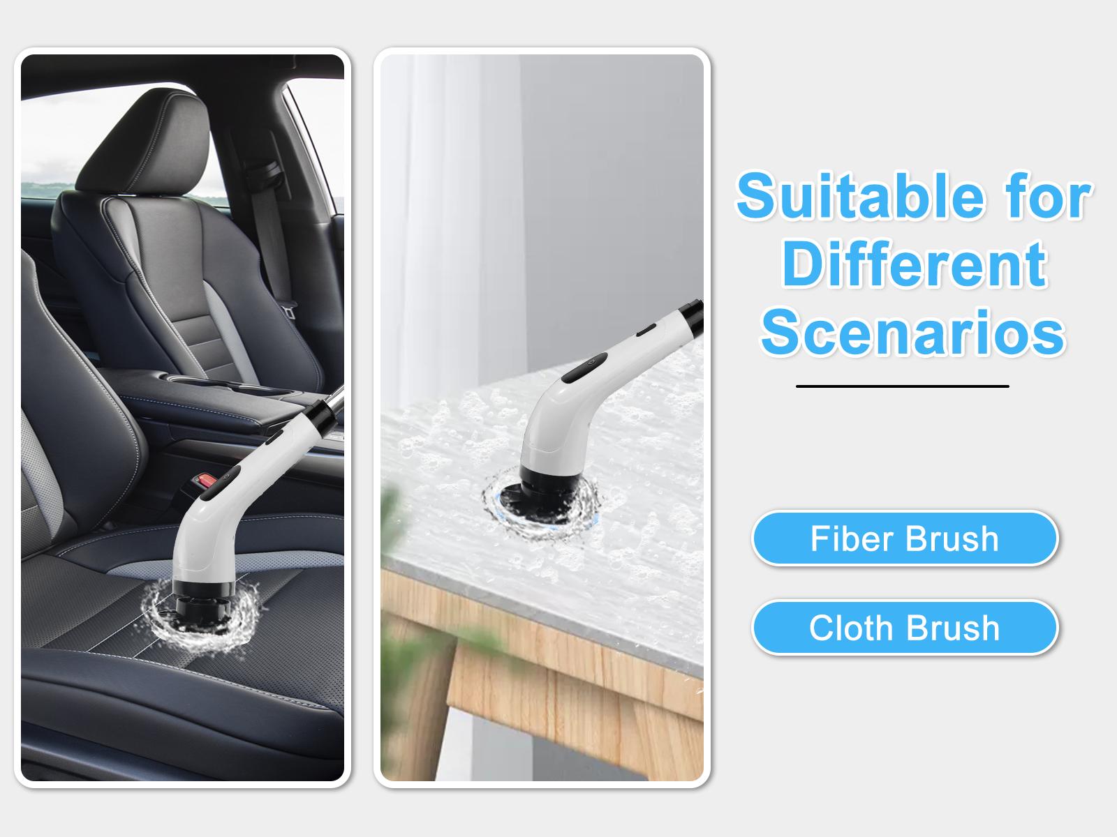 Electric Rotating Cleaning Brush with 2-Speed Settings, Adjustable Length Handle, and Detachable Brush Heads – Perfect for Cleaning Kitchens, Bathrooms, and More. Portable Durable