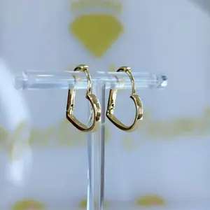 Heart Shape Hoop Earrings in 14k Laminated Gold Hypoallergenic 3 Layer Protection for Everyday Wear