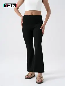 Women Flare Yoga Pants, Athleisure Style Bottoms, High Waist Sports with Stretchable Waistband, Ideal for Fitness and Leisure Activities