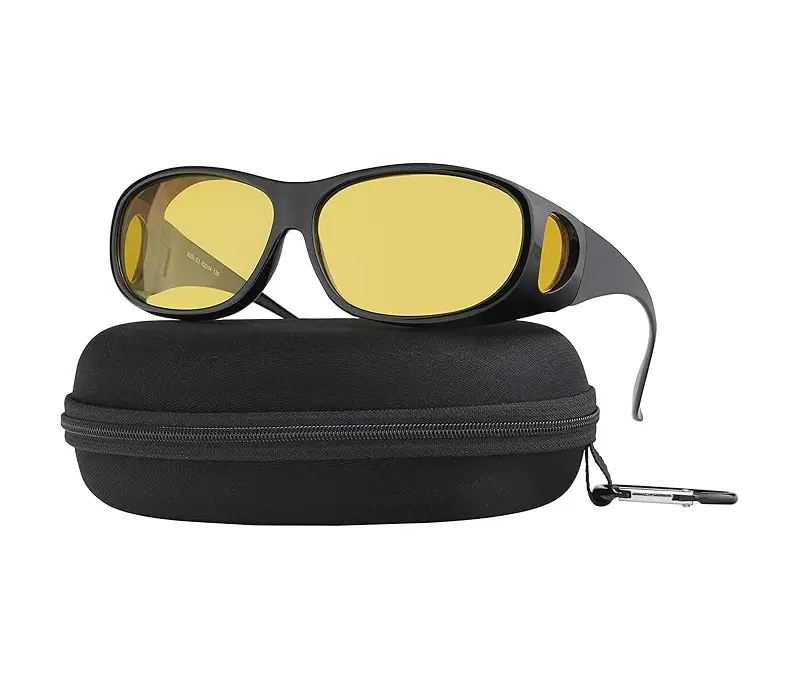 Fit-Over Night Driving Sunglasses for Men & Women with Polarized Shatterproof Lenses, Anti-Glare Protection & Lightweight Frame