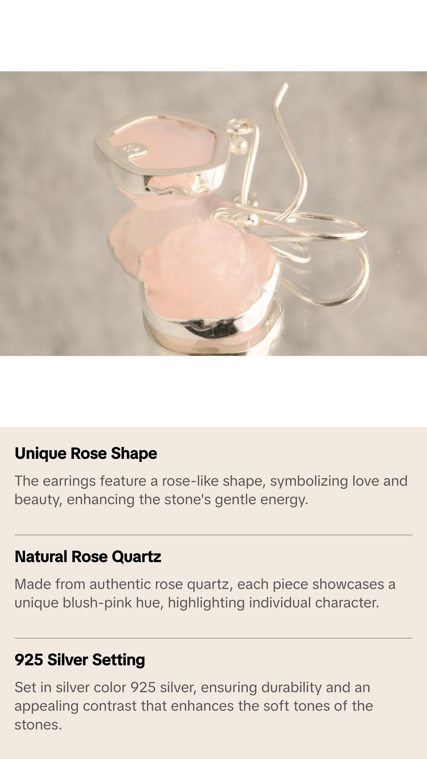 Blossoming Love - Rose Quartz 925 Silver Earrings