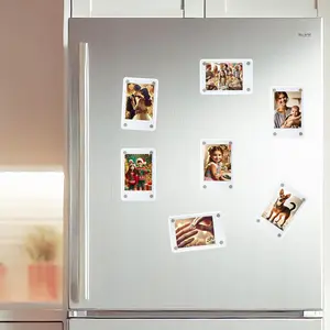 7 Packs Polaroid Magnets Frame for Refrigerator, Acrylic Fridge Magnetic Picture Frame, Mini Photo Frames, Instax Clear Picture Magnet Display Frame 2.36 X 3.54 Inches Decor