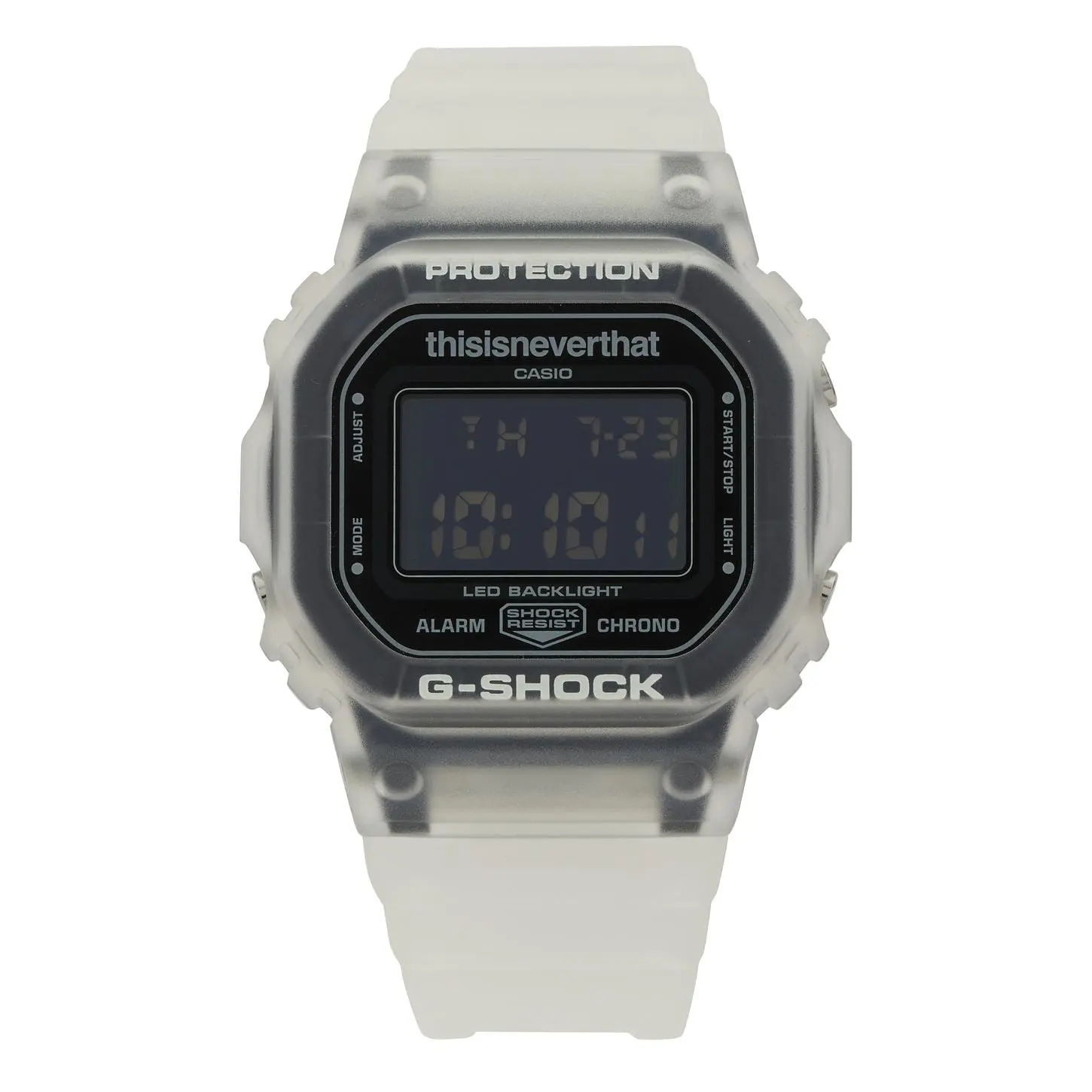 G-Shock x thisisneverthat Collaboration DW5600 Watch in Clear