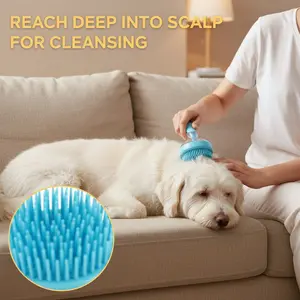 Silicone Pet Shower Brush with Soap Dispenser - 2-in-1 Dog & Cat Bathing Tool - Gentle Massage & Deep Clean for All Hair Types - Non-Slip Grooming Brush for Stress-Free Washing
