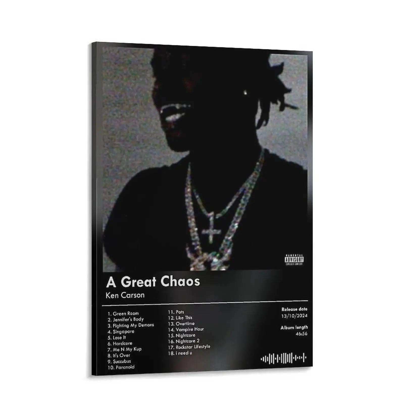 Ken Carson "A Great Chaos" Album Poster Print - Custom Rap Artistic Hanging Wall Art, Teen Boy Gift, Dorm & Cool Room Decor, Home Supplies