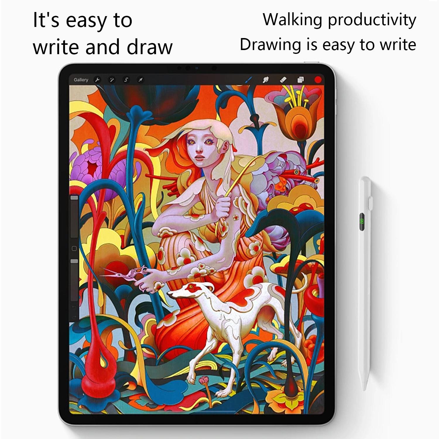 Stylus Pen for iPad 2018-2025, USB-C Fast Charging Pencil with LED Power Display Tilt Sensitivity for Apple iPad A16/11/10/9/8/7/6, Air 7/6/5/4/3/M3/M2, Pro 13"/12.9"/11"/M4, Mini 7/6/5, White