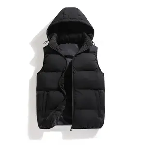 Men's Solid Hooded Puffer Vest - Warm & Lightweight -  Down Filling - For Autumn & Winter - Perfect For Men - Ideal Gift For Outdoor Enthusiasts