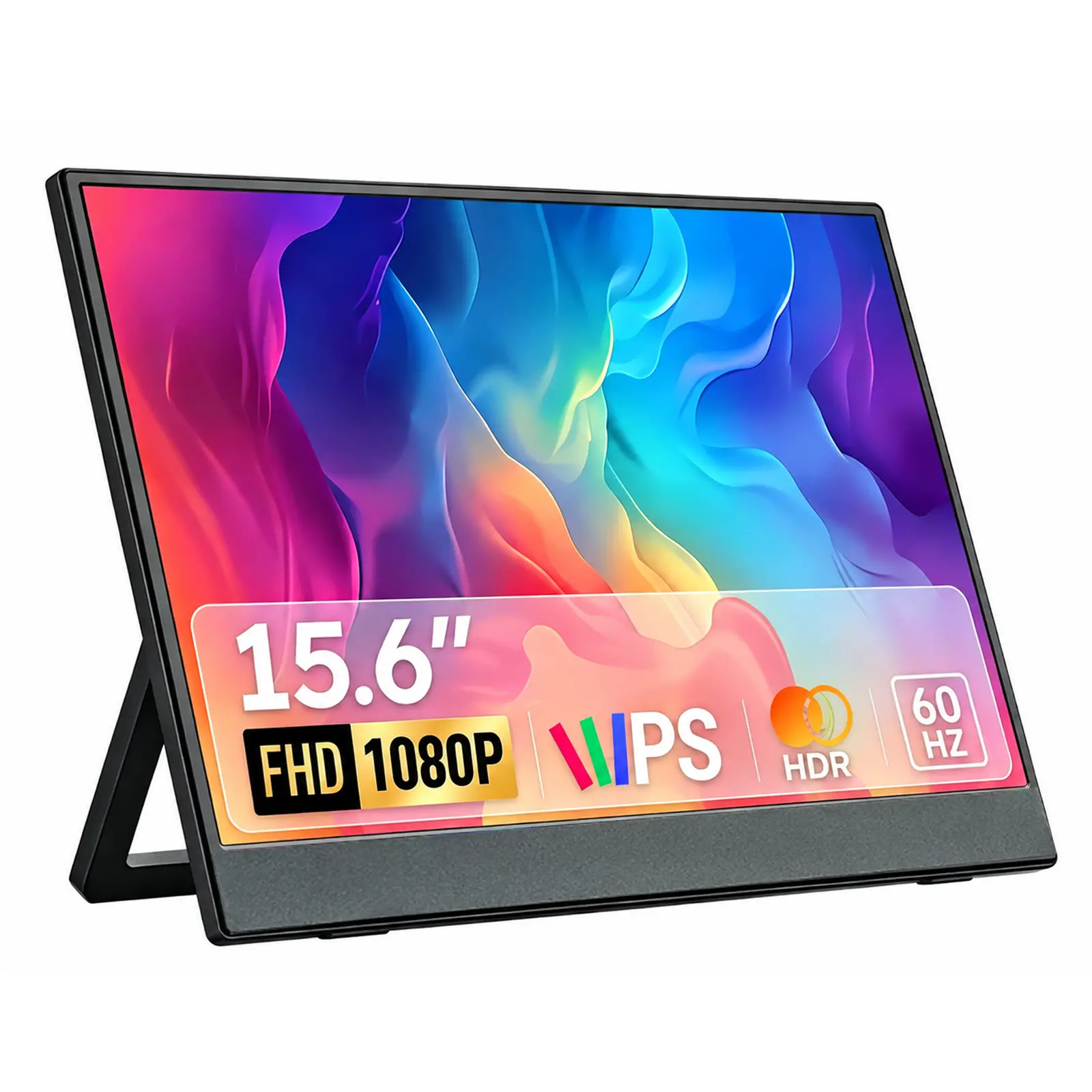 KVKID 15.6" FHD Portable Gaming Monitor, 60Hz IPS USB-C HDMI Screen with Kickstand, Second Display for PS5 Xbox Switch Laptop PC