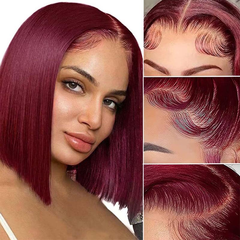 AliPearl Hair 99J Burgundy Color Ready To Go Glueless Bob Wig Short Straight 5x5 Closure Bob Wig Human Hair Pre Bleached Pre Plucked FallFreshness