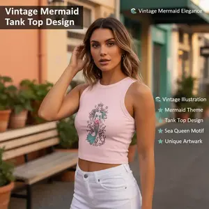 Sea Queen Mermaid tank top | Vintage mermaid illustration