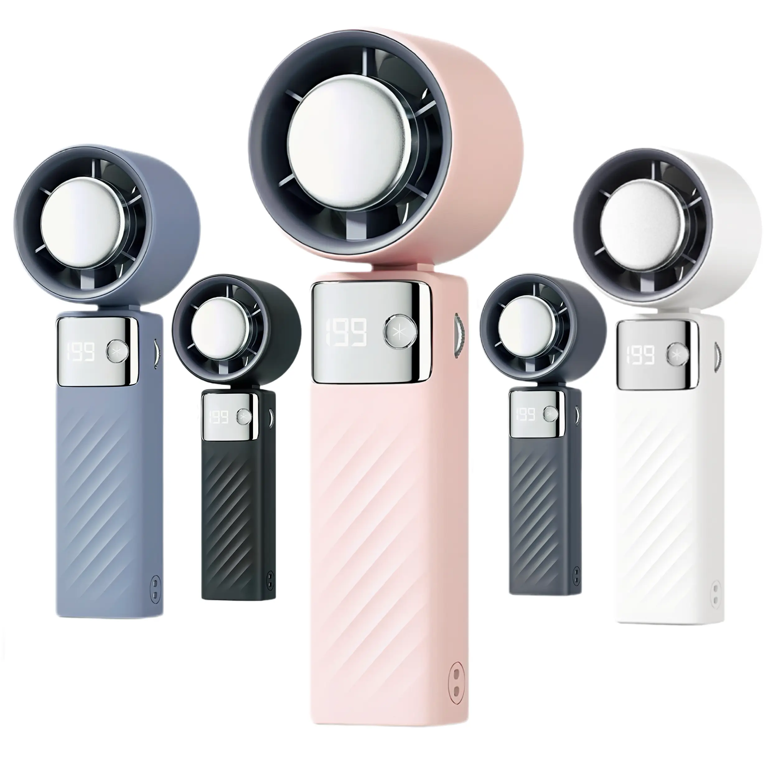 Portable handheld turbo fan, 199 wind speeds, 3000mAh battery powered, up to 5 hours working time, 3 in 1 handheld fan rechargeable, equipped with air