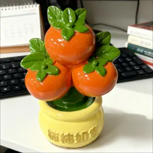 Resin Statue Feng Shui Symbol, Round Persimmon Design, Desktop Entryway Car Decor, Home Decoration Gift for Moving In, Opening, New Year, Birthday