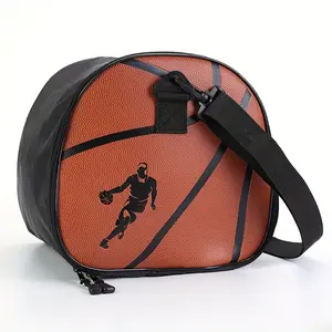 High-quality portable basketball and football sports backpack - brown, durable outdoor gear with luggage strap and zip closure, sturdy handle design