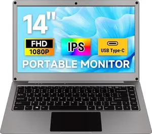 ELECROW 14-in Portable Monitor Lapdock with Keyboard, 1080P FHD IPS Display, Built-in Battery, USB-C External Monitor for Raspberry Pi, Mac