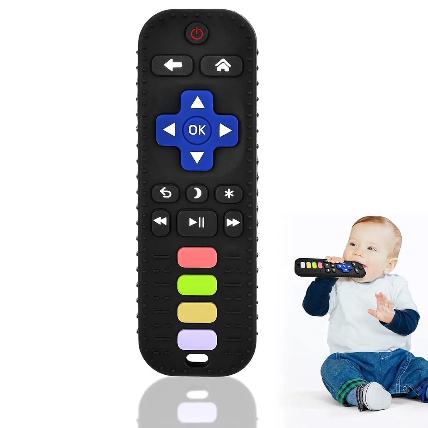 Baby Remote Teething Toys for Babies TV Remote Control Shape Teething Relief for Infants Food-Grade Silicone Safe & Durable 3-24 Months