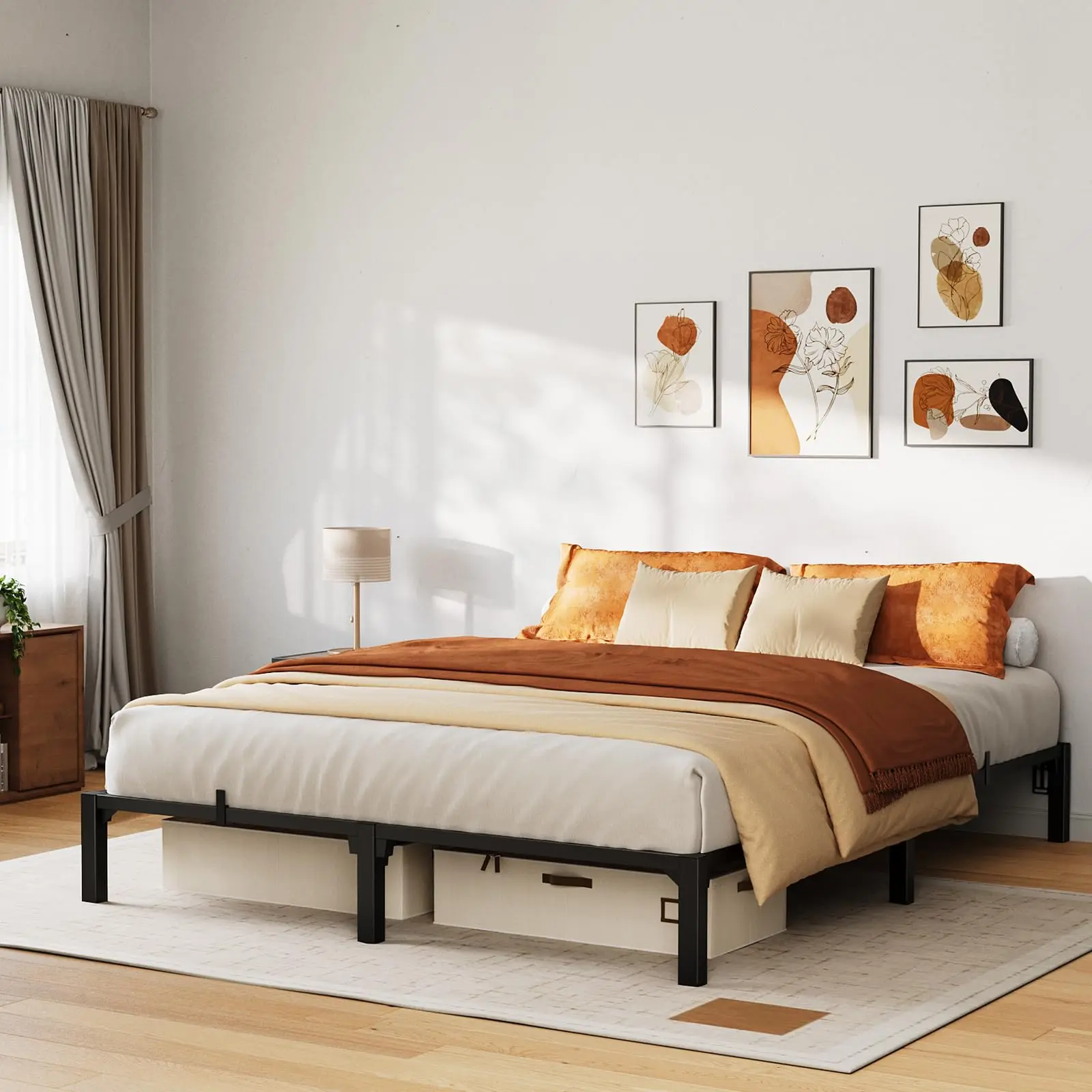 Garvee Heavy Duty Metal Platform Bed Frames in Twin, Full, Queen, King Sizes with Reinforced Steel Slats, Tool-Free Assembly, Noise-Free Support, No Box Spring Needed, Underbed Storage, Supports up to 800 lbs