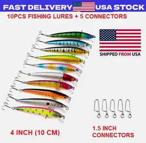 10PCS Fishing Lures Crankbaits Jerk bait Minnow Lot Hooks Crank Bait Bass Tackle