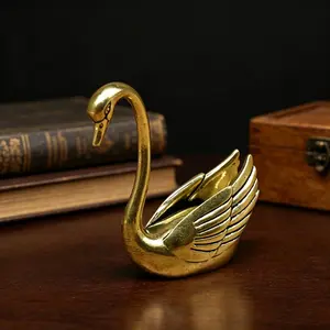 Bronze Swan Statue Ornament, Handcrafted Feather Details, Home Outdoor Garden Decor, Smooth Finish, High-Quality Metal Craftsmanship