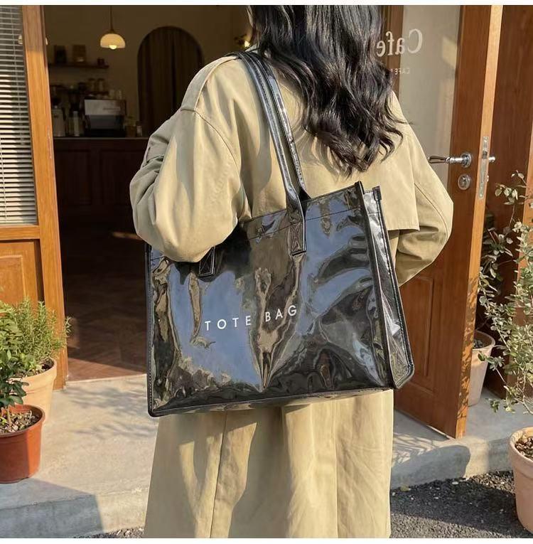 Leopard Print Jelly Tote Bag, Large Capacity Waterproof PVC Handbag – Solid Color Casual Shopping Bag for Everyday Use