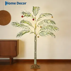 Artificial Palm Tree with 180 Warm White LED Lights, Timer Function & 4 Lighting Modes, for Outdoor Christmas Holiday Decor, Garden, Patio, Yard
