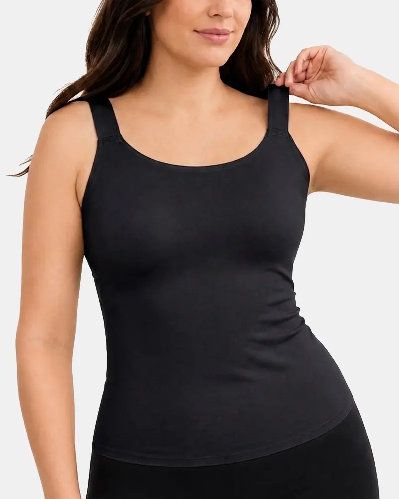 SOFT INTENTION In&Out Plus Size Cami with Built-in Bra, Tank Top with Bra Cami Tank Straps, Comfortable Fit, Summer Style, Minimalist Design Basic Womenswear