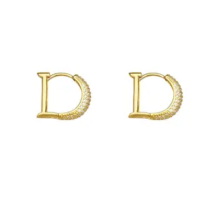 Alphabet D  Earrings With Anti-loss Ear Clip Design, Versatile Stylish Ear Jewelry For Women