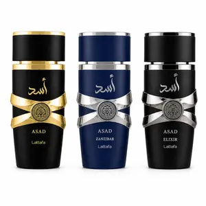 (3pc Bundle) Lattafa Asad + Asad Zanzibar + Asad Elixir for Men, 3.4fl oz (100mL)