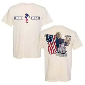 Men's John Daly Grip It And Rip It Short-Sleeve Casual Soft Stylish Cotton Golf T-Shirt, Patriotic 4th Of July Graphic Top, Classic Menswear Tee - KitchenEra