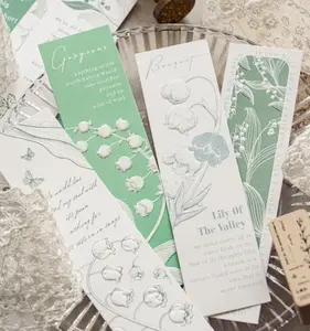 20 Pcs Pastel Blue Lily of the Valley Bookmarks, Embossed Floral Paper Page Markers, Elegant Flower Stationery, Aesthetic Book Accessories, Decorative Bookmark Set, Lily Design, Perfect Gift for Readers, School & Office Supplies,