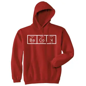Chemistry of Bacon Hoodie Nerdy Periodic Element Breakfast Funny Sweatshirt Unisex Vintage Fashion Hoodies Food Hoodie Funny Science Pullover Novelty Sweatshirt Red