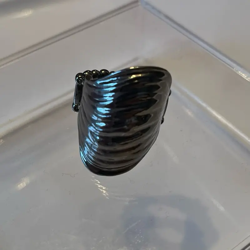 Gunmetal Fashion Ring Paparazzi Accessories with Unique Wave Design and Brilliant Finish