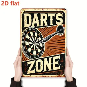 1pc 2D Plane Retro Darts Area Metal Target Plate with Arrow Wall Decorations-Country Farmhouse Style Decoration, Suitable for Home, Theme Party, Game Room-Easy Hook/Installation, Easy to Use, retro Aesthetics-8.0 X12.0 Inch Metal Target Plate and Arrow De