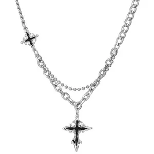 Jackson Wang Style Necklace – Men’s Trendy Hip-Hop Cross Pendant, Premium Fashion Sweatshirt Chain