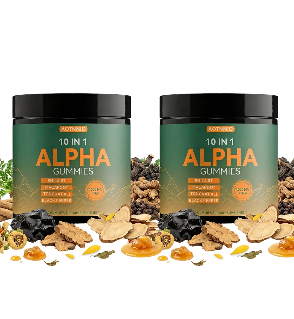 Alpha 10-in-1 Shilajit Gummies for Men & Women | Energy, Stamina & Focus | Ashwagandha, Tongkat Ali, Maca ,Vegan| Zero Sugar| 30 Count-Summervibes