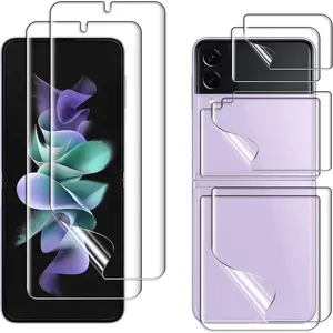 (2 Set Upgraded) screen protector compatible for Samsung Galaxy Z Flip 3 5G 2021, 2 Pack Inner and Back Flexible Soft TPU Screen Cover Film for Galaxy Z Flip 3, Case Friendly, Anti Scratch